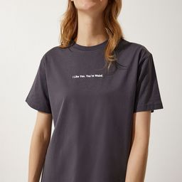 Happiness istanbul Women Typography Printed Round Neck Cotton T-shirt-picture-4