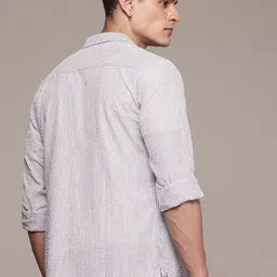 The Roadster Lifestyle Co. Seersucker Striped Casual Shirt image 3
