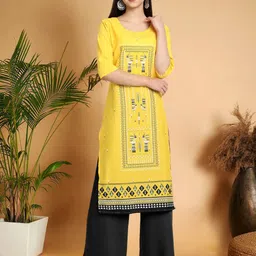 7Threads Women Ethnic Motifs Printed Sequinned Floral Crepe Kurta image 5