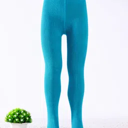 Cute Walk by Babyhug Knit AntibacterialSolid Color Footed Tights- Teal Blue-picture-21