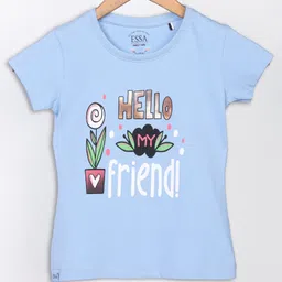 ESSA Half Sleeves Typography Printed Tee - Blue-picture-13