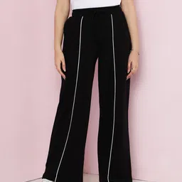 Lil Tomatoes Cotton Looper Taped Flared Track Pants - Black-picture-10