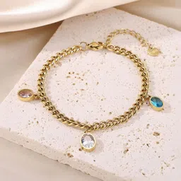 SZN Gold-Plated Artificial Stones Studded Wraparound Bracelet image 5
