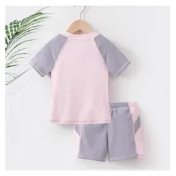 Kookie Kids Half Sleeves Quick Dry Two Piece Swimsuit - Pink image 2