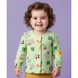 Babyoye 100% Cotton Eco Jiva Finish Full Sleeves Front Open Jhablas with Butterfly & Floral Print Pack Of 2 - Light Green & Lavender image 2