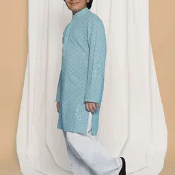 Aj DEZInES Boys Ethnic Motifs Embroidered Regular Thread Work Kurta with Salwar image 4