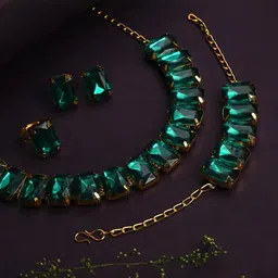 J D Jewellers Women Green Jewellery Set image 2