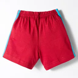 Zero Sinker Knit Above Knee Length Shorts With Text Print Pack Of 3 - Red Olive Green & Blue image 3