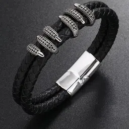 Heer Collection Men Leather Wraparound Bracelet image 1