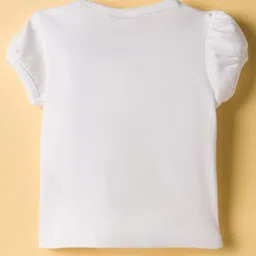 ToffyHouse Cotton Woven Striped Frock with Half Puffed Sleeves Inner Tee & Bunny Patch - Light Blue & White image 4