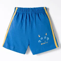 Zero Sinker Knit Above Knee Length Shorts With Text Print Pack Of 3 - Red Olive Green & Blue image 4