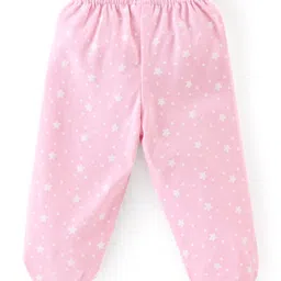 Babyhug Cotton Interlock Knit Full Length Stripe Bootie Pants Pack of 3 - Pink & Red image 5