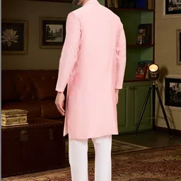 CHHAAP Men Floral Embroidered Sequinned Summer Sheers Kurta image 2