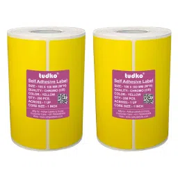 Tudko 100x100 mm 80 GSM 1 UP Self Adhesive Paper Label Yellow (Pack of 2 Pcs)-picture-10