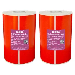 Tudko 100x150 mm 80 GSM 1 UP Self Adhesive Paper Label Orange (Pack of 2 Pcs)-picture-30