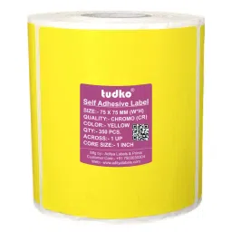 Tudko 75x75 mm 80 GSM 1 UP Self Adhesive Paper Label Yellow-picture-43