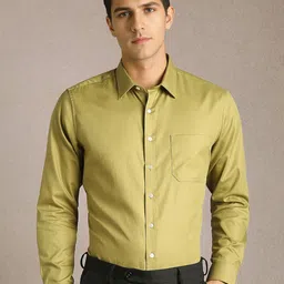 Louis Philippe Men Textured Spread Collar Pure Cotton Formal Shirt-image-51