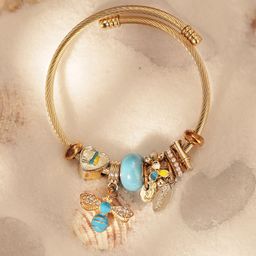 Priyaasi Women Gold-Plated Stone Studded & Beaded Flora-Fauna Wraparound Bracelet-picture-32