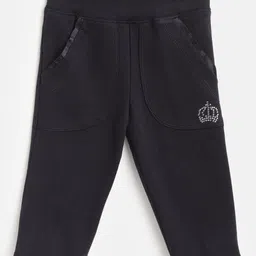 Cayman Girls Navy Blue Solid Pure Cotton Track Pants-picture-40