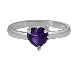 Surat Diamond Jewellery Women Heart Shaped Purple Solitaire Silver Ring-picture-21
