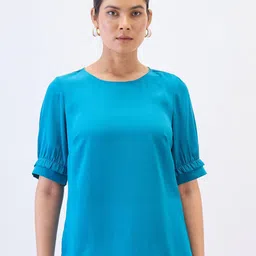 SALT ATTIRE Round Neck Puff Sleeve Top image 4