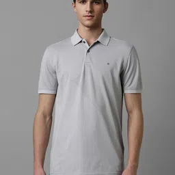 Louis Philippe Men Geometric Printed Polo Collar Cotton Slim Fit T-shirt-picture-15