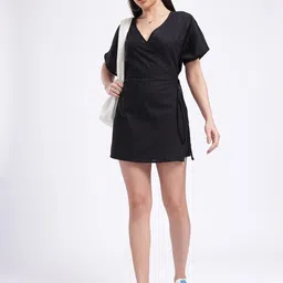 glitchez Whimsical Wonder Tie-Up Mini Wrap Dress image 5