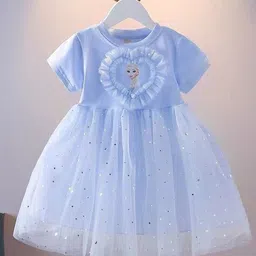 YK Girls Solid Self Design Fit and Flare Knee Length Dress-image-87