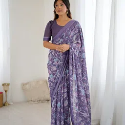 HMP Fashion Floral Printed Saree with Blouse Piece-picture-17