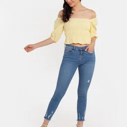 Zink London Yellow Off-Shoulder Bardot Top image 5