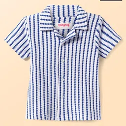 Babyhug Popcorn Jacquard Knit Half Sleeves Striped Shirt - White-picture-25