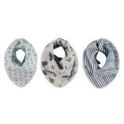 Abracadabra Transport Theme Cotton Muslin Bandana Bibs Pack Of 3- Blue-image-21