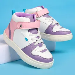 Pine Kids Velcro Closure Casual Shoes - White & Purple-image-66