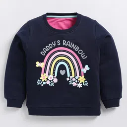 Kidcity Cotton Looper Full Sleeves Daddys Rainbow Text Printed Sweatshirt - Navy Blue-image-52