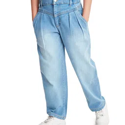 Olele Cotton Denim Retro Front Yoke Relaxed Fit Jeans - Blue-picture-30