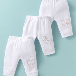 Zero Sinker Knit Full Length Leggings with Animal Print Pack of 3 - White-picture-39