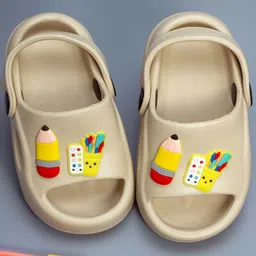 Yellow Bee Pencil & Paints Applique Detailed Slingback Clogs - Beige-picture-17