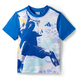 ADIDAS KIDS Knit Half Sleeves T-Shirt With Basketball Print - Blue-picture-26