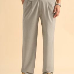 The Souled Store Men Straight Fit Pleated Formal Trousers-picture-23