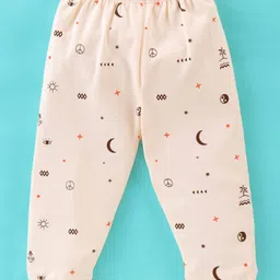 Mini Donuts Cotton Full Length Lounge Pants Bear & Avocado Print Pack Of 3 - Red Blue & Peach image 2