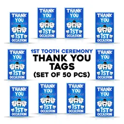Zyozi Tooth Theme Thank You Tags Blue  - Pack of 50 image 2