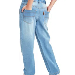 Olele Cotton Denim Retro Front Yoke Relaxed Fit Jeans - Blue image 3
