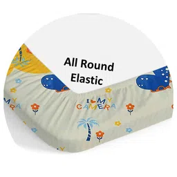 Filymore Dinosaur Elastic Fitted bedsheet for single bed 240 TC made with pure microfiber 1 bedsheet and 1 pillow covers (Size 72x36 inches) fit up to 6 inches mattress(Colour-Ivory and Yellow) image 2