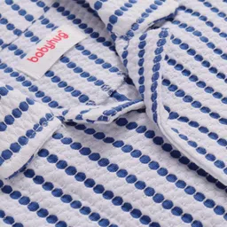 Babyhug Popcorn Jacquard Knit Half Sleeves Striped Shirt - White image 3