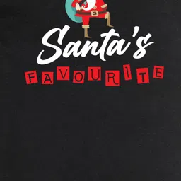 FFlirtygo Christmas Theme Cotton Half Sleeves Santa Favourite Printed Onesie - Black image 4