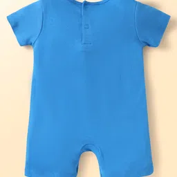 Babyhug Disney Interlock Knit Half Sleeves Rompers with Mickey Mouse Graphics Pack of 3 - Blue White & Orange image 3