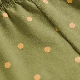 Babyhug Cotton Lycra Knit Full Length Leggings With Stretch & Polka Dots Print - Green image 3