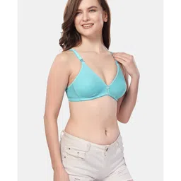 Fabme Cotton Sleeveless Solid Maternity Nursing Bra - Sea Green image 5