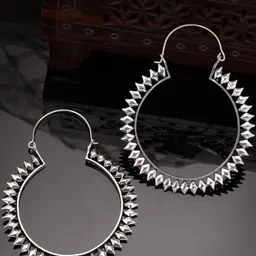 Sangria Women Silver-Plated Alloy Circular Hoop Earrings-picture-18