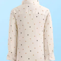 Robo Fry Woven Full Sleeves Printed 3 Piece Party Suit With Bow - Tan image 5